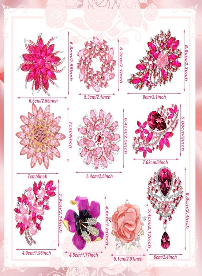 Loetere 10 Pcs Brooches for Women Elegant Rhinestone Bouquet Brooch Pin Crystal Flower Brooch Pink snowflake pin for Wedding Bridal Dress Corsage Bouquet Coats Jackets Sweaters Clothing Accessories - Image 2